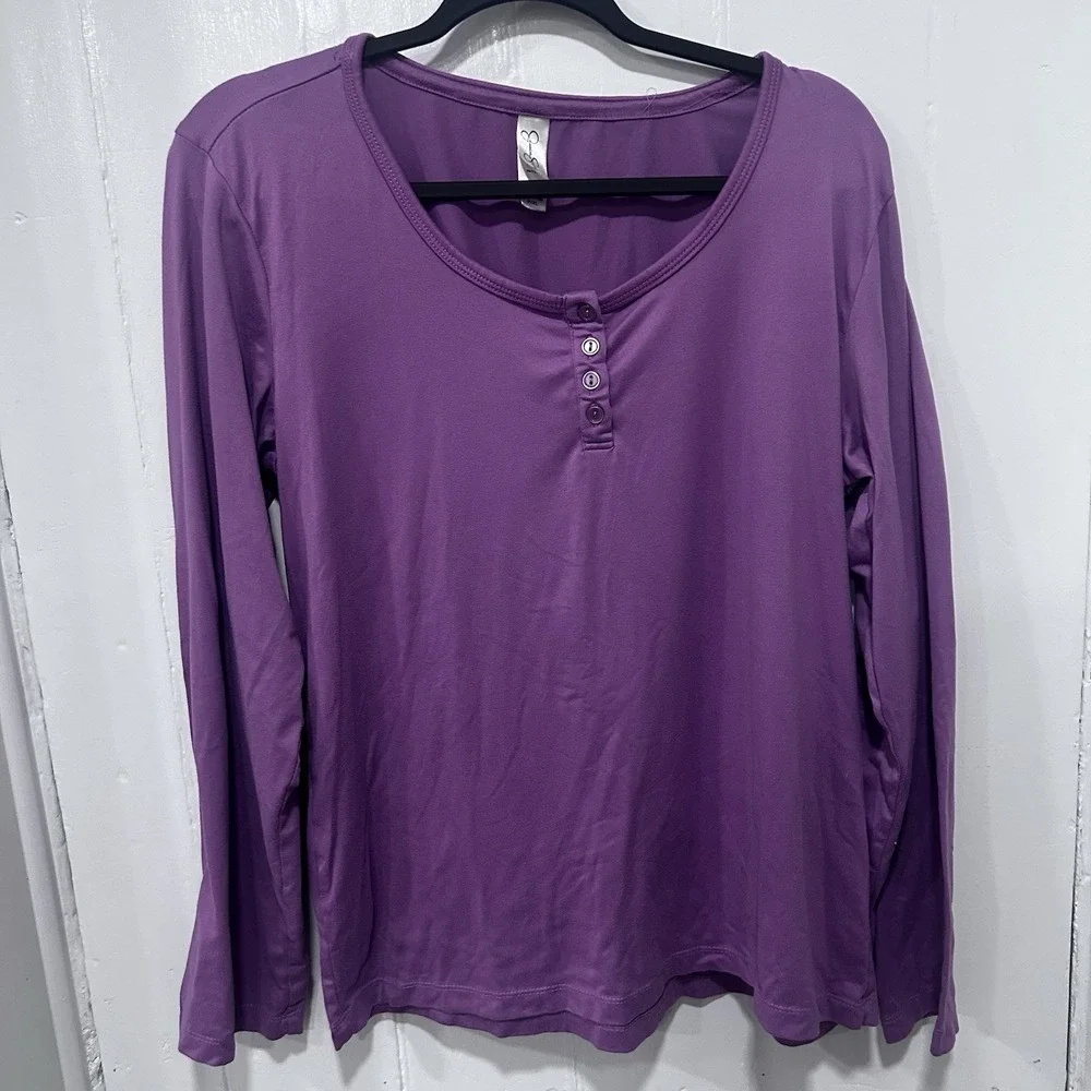 Jessica Simpson 2 Piece Purple PJ Lounge Set Petite XL Long Sleeve Henley